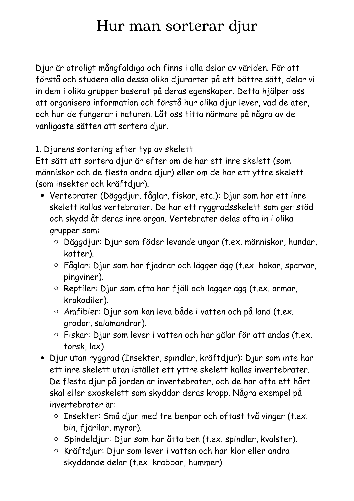 Sveriges landskapsdjur och djurens värld - åk 4 - 6