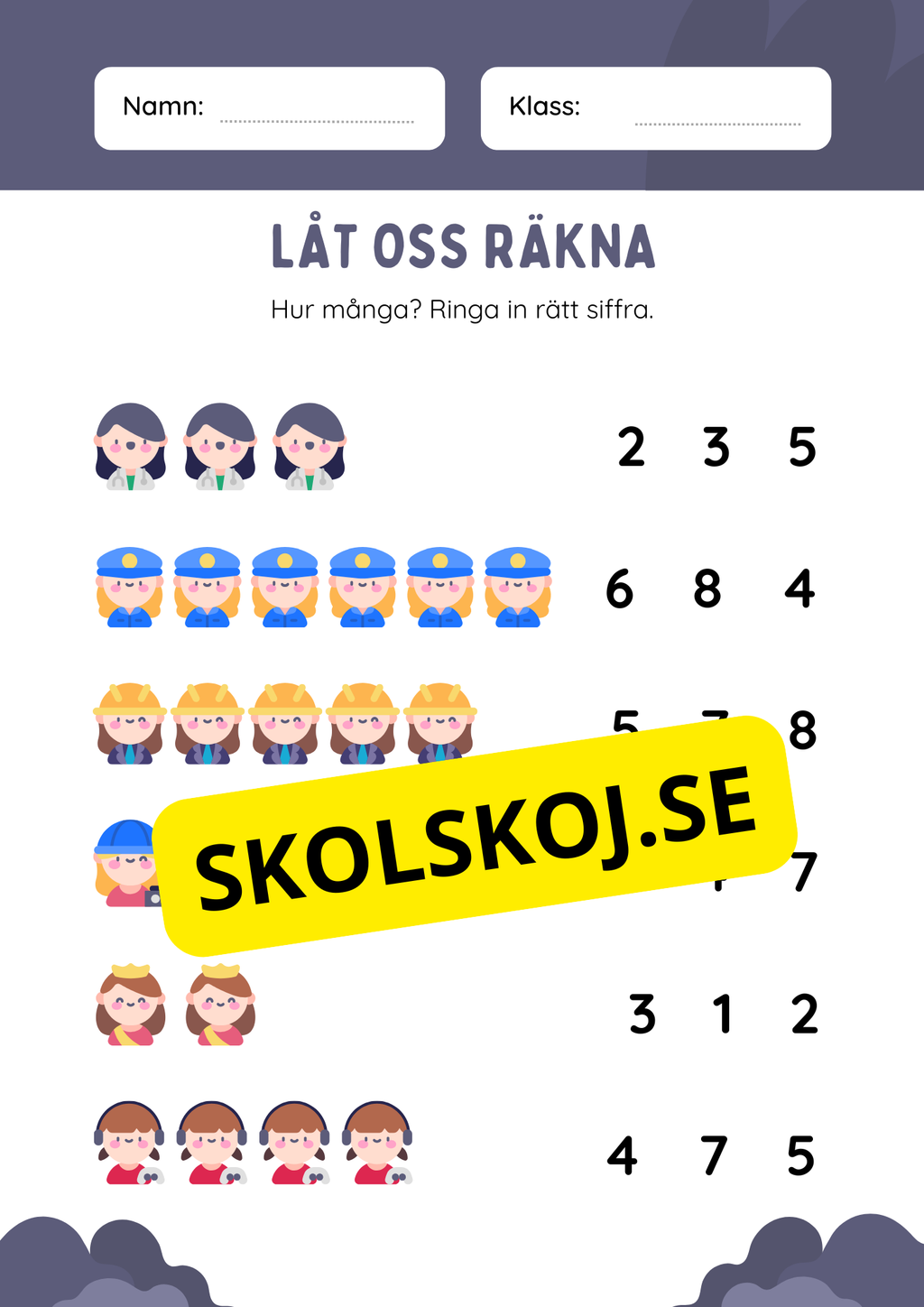Tema yrken - Blandade uppgifter