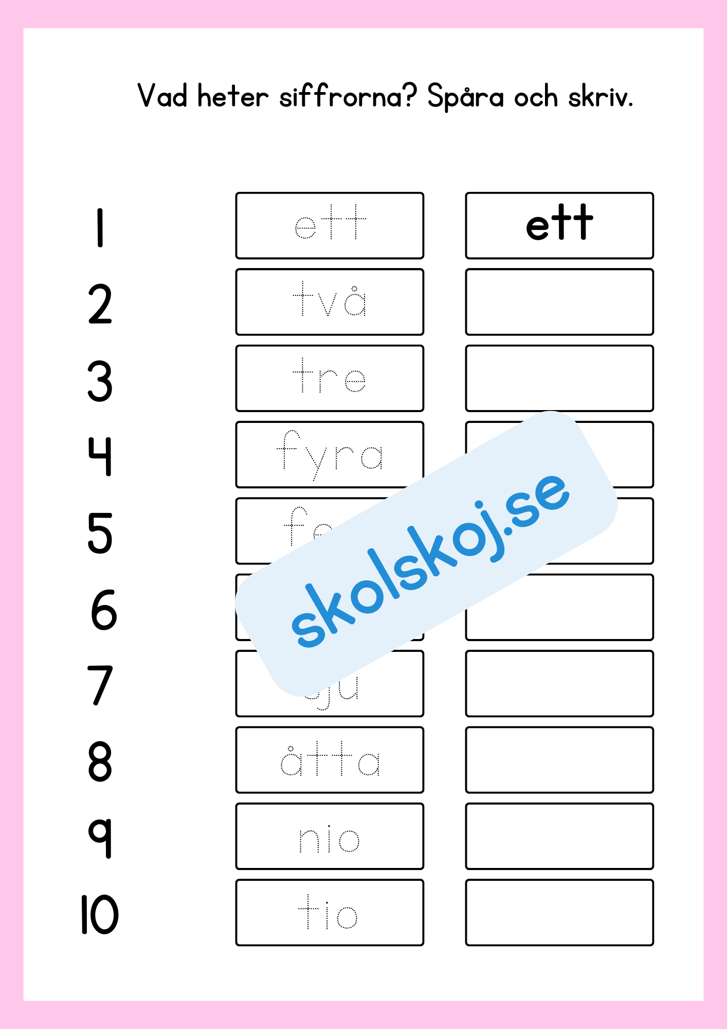 Tillsammans lär vi siffrorna 1 - 10
