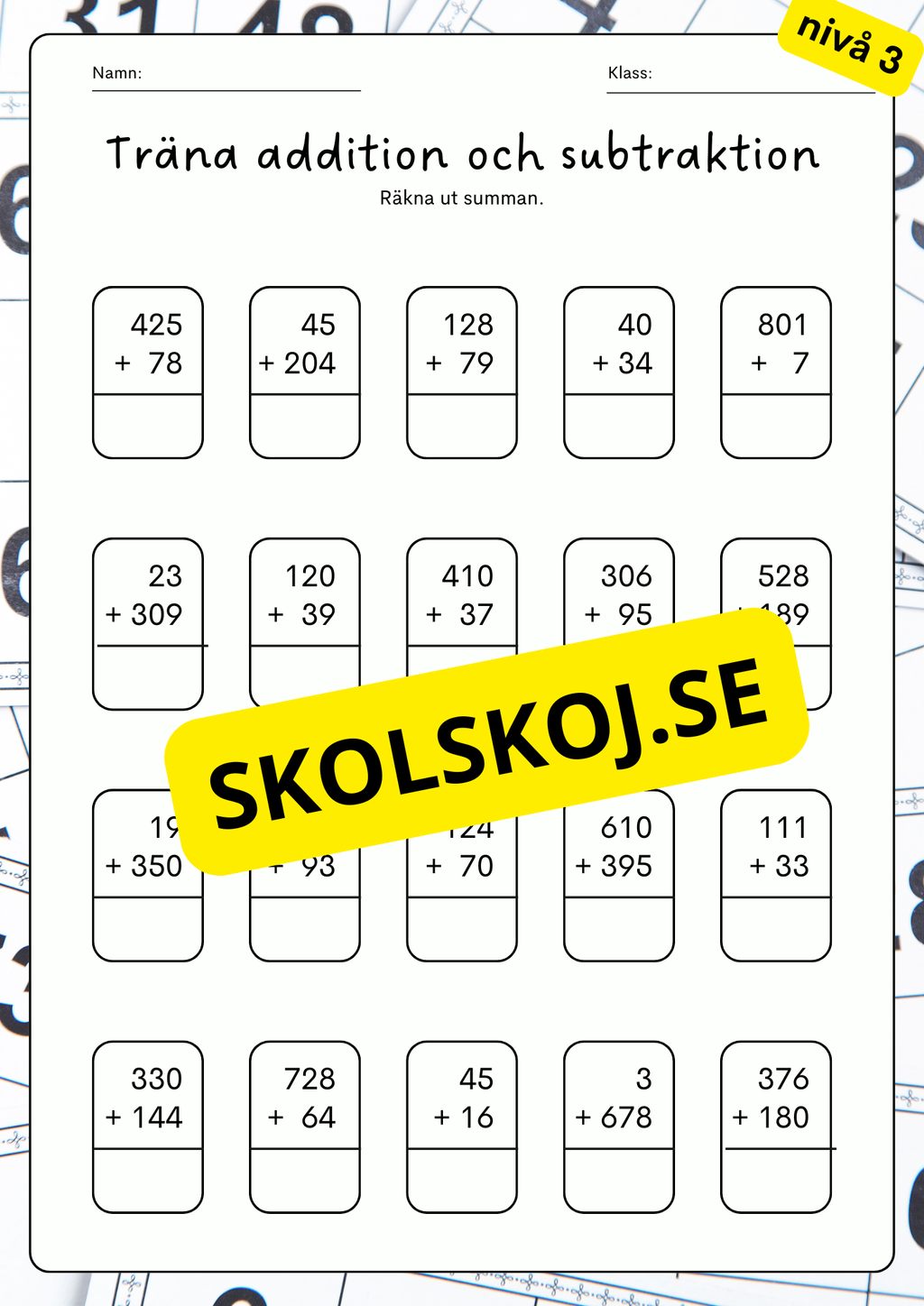 Träna addition och subtraktion