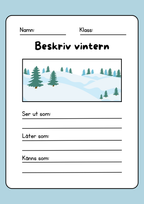 Träna adjektiv och läsförståelse - Tema vinter