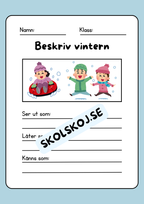 Träna adjektiv och läsförståelse - Tema vinter