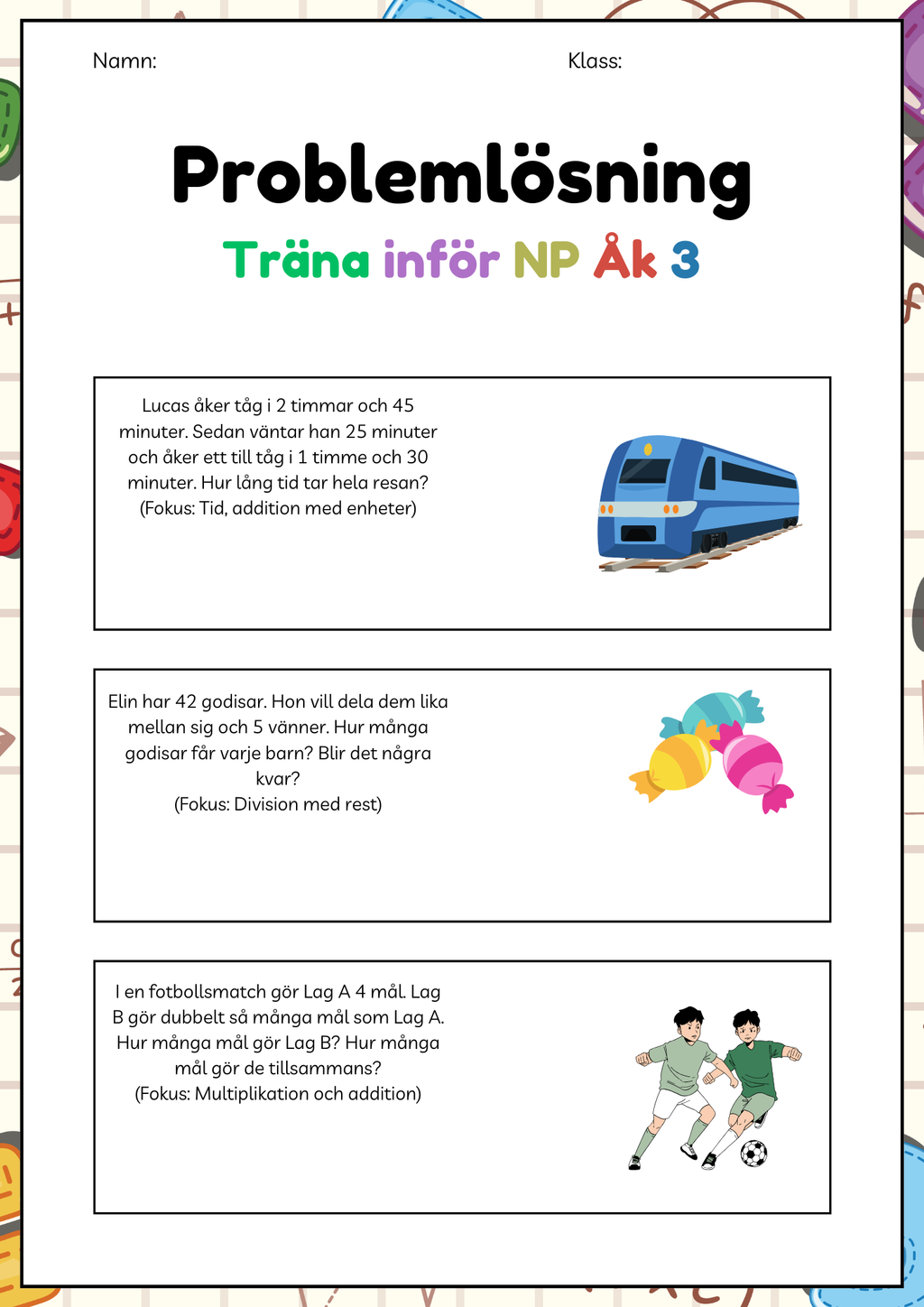 Träna inför NP åk 3 - Problemlösning