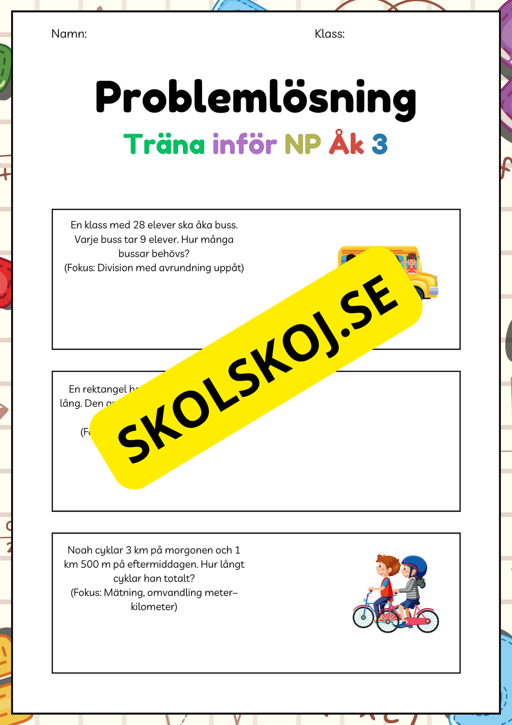 Träna inför NP åk 3 - Problemlösning