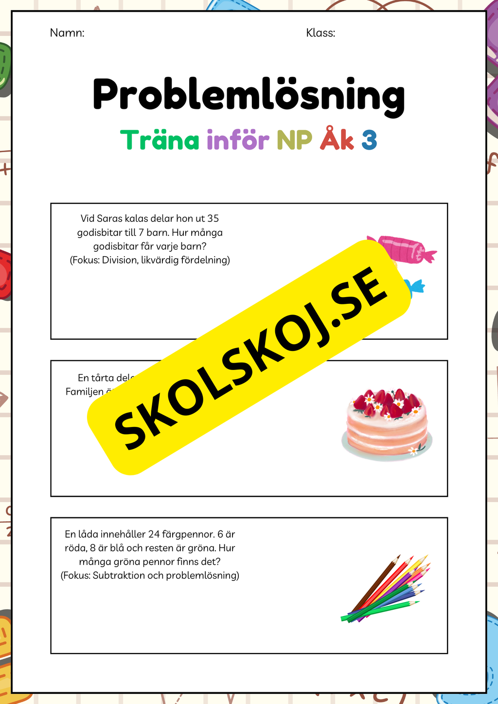 Träna inför NP åk 3 - Problemlösning
