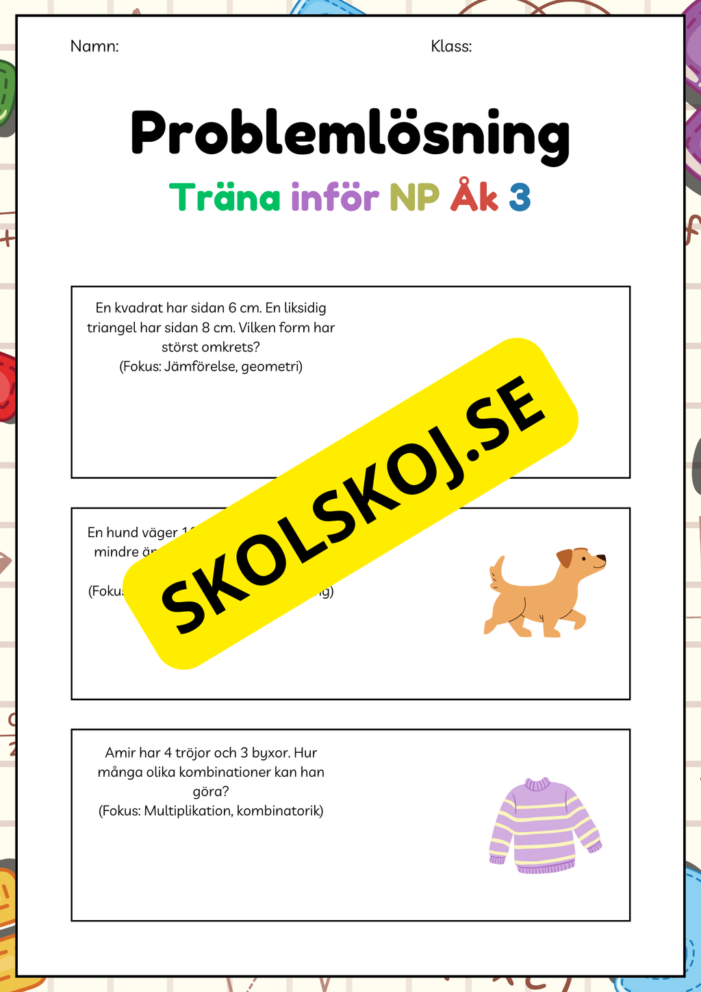 Träna inför NP åk 3 - Problemlösning