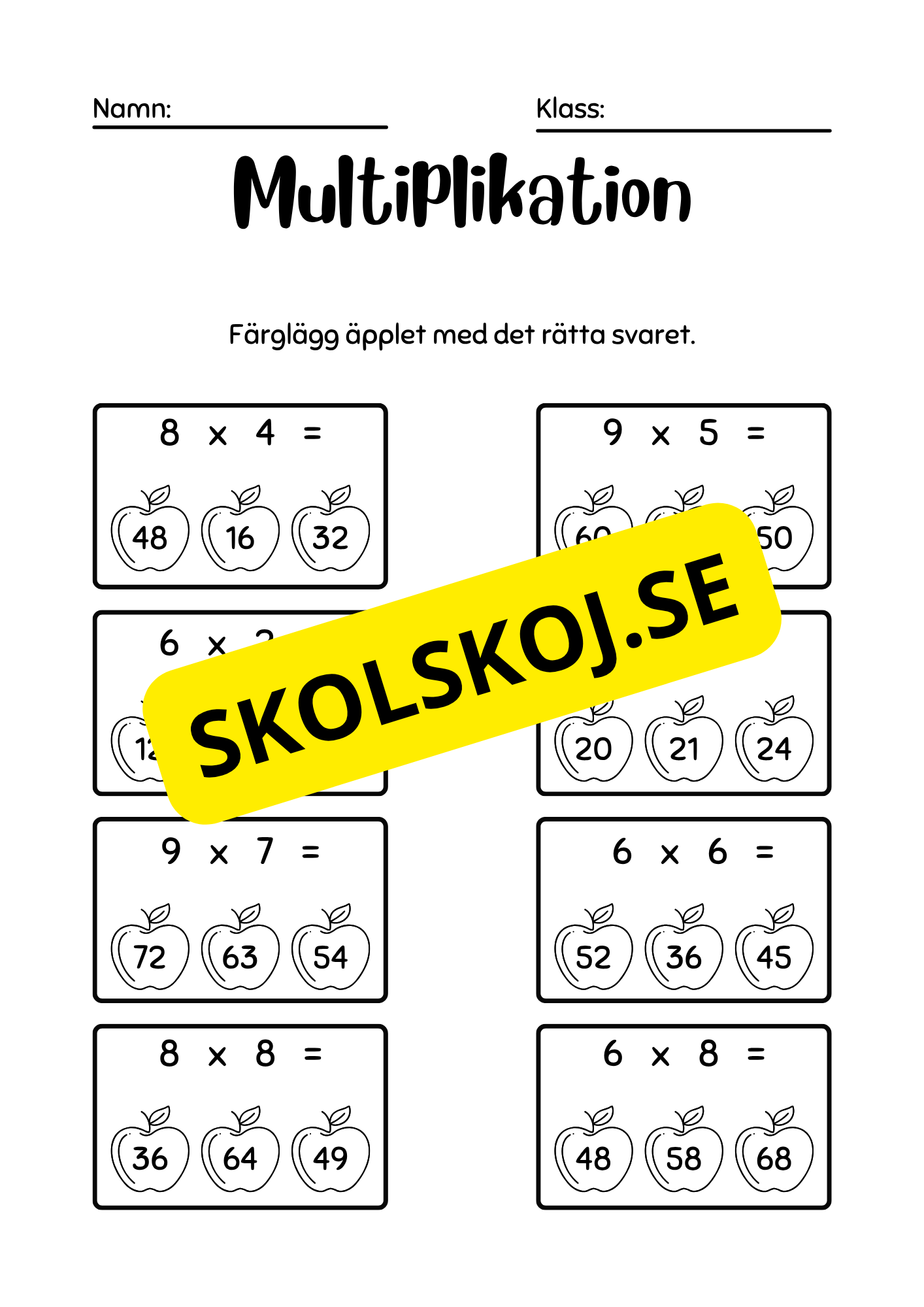Träna multiplikation - Häfte