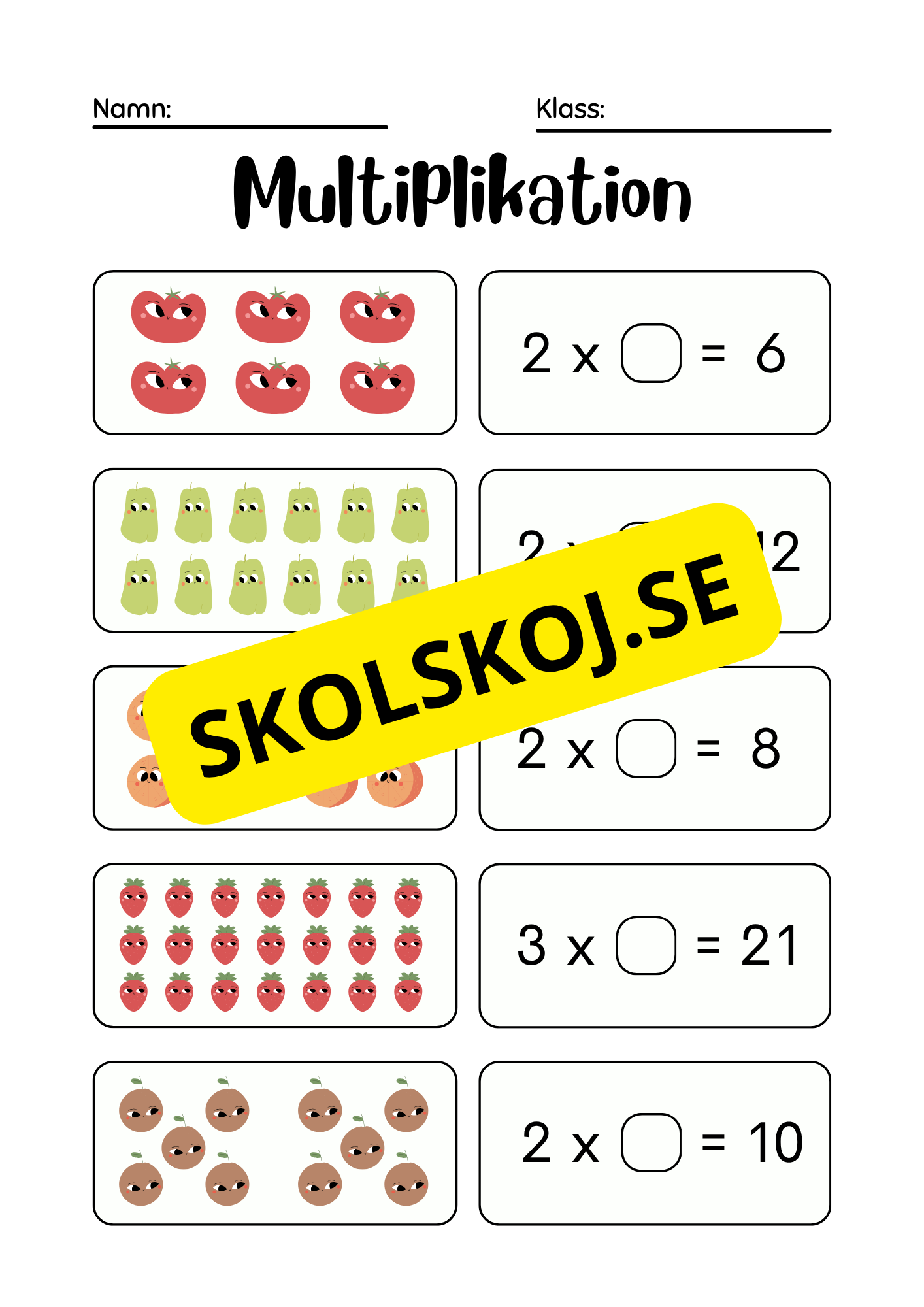 Träna multiplikation - Häfte