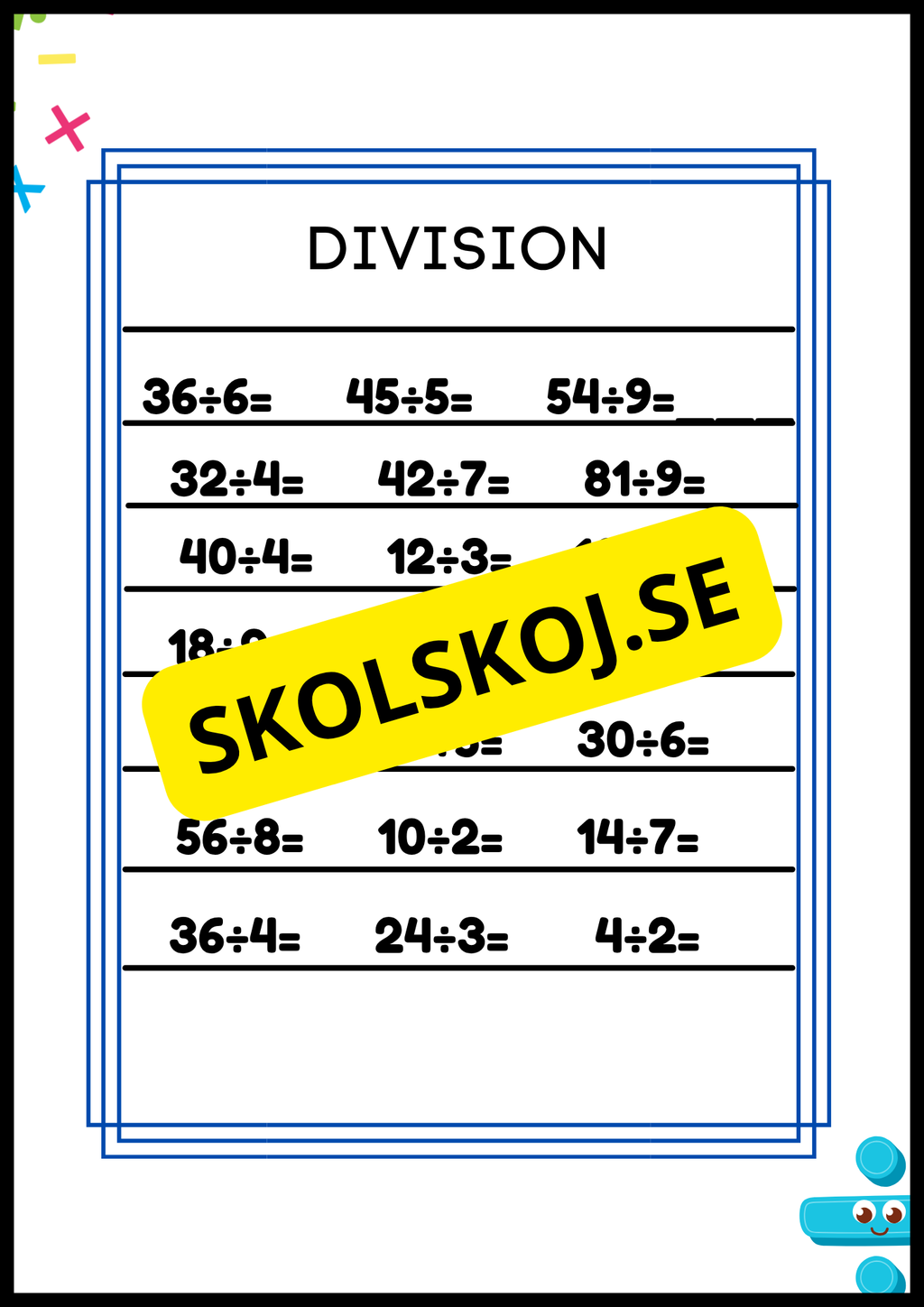 Träna multiplikation och division - Årskurs 4 - 6