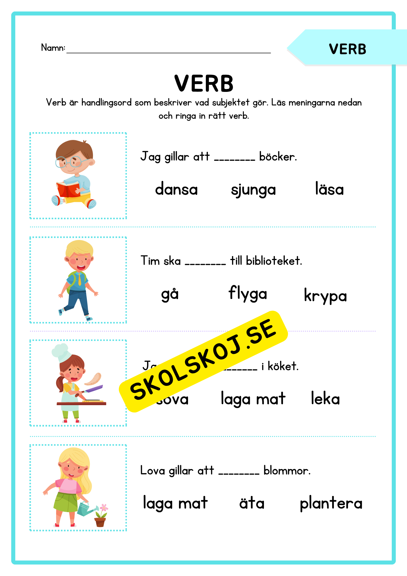 Träna ordklasser - Adjektiv och verb