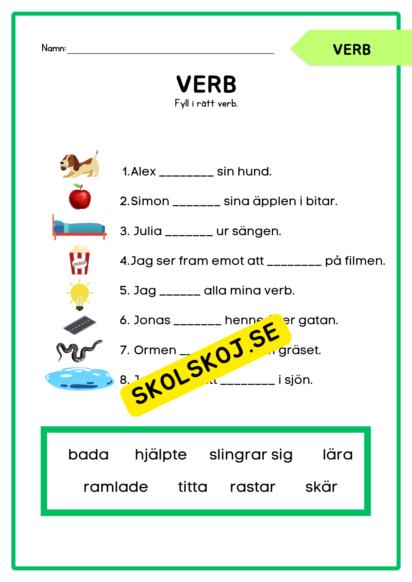 Träna ordklasser - Adjektiv och verb