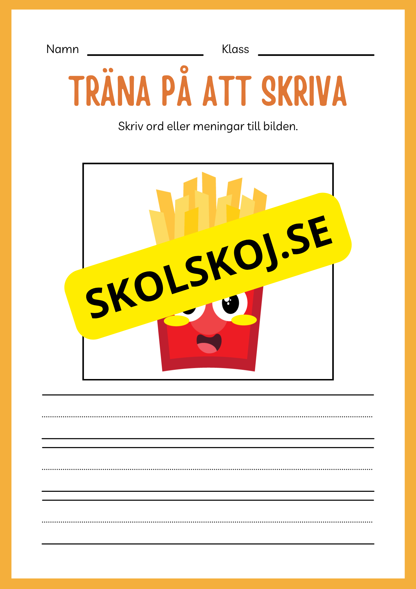Träna på att skriva - Tema: Snabbmat (24 sidor)