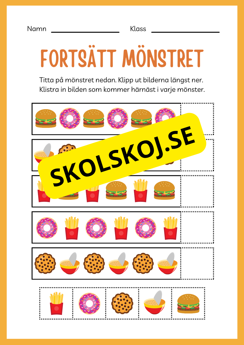 Träna på att skriva - Tema: Snabbmat (24 sidor)