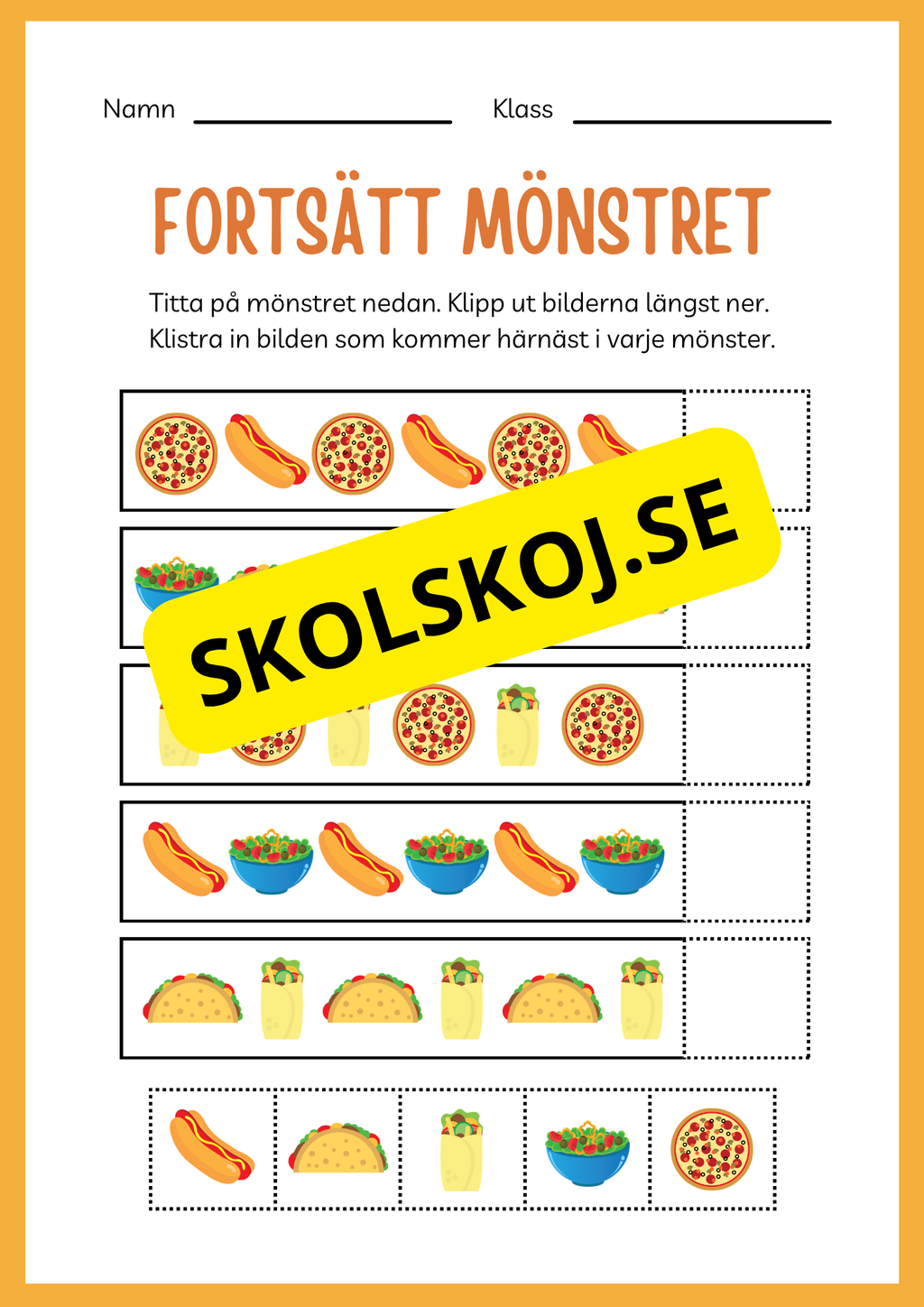 Träna på att skriva - Tema: Snabbmat (24 sidor)