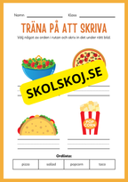 Träna på att skriva - Tema: Snabbmat (24 sidor)