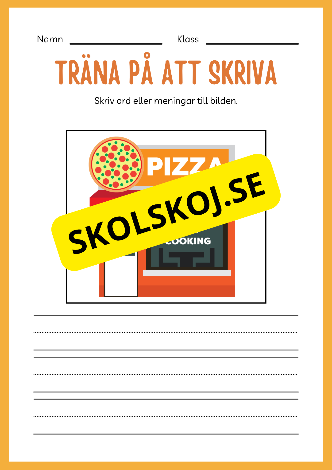 Träna på att skriva - Tema: Snabbmat (24 sidor)
