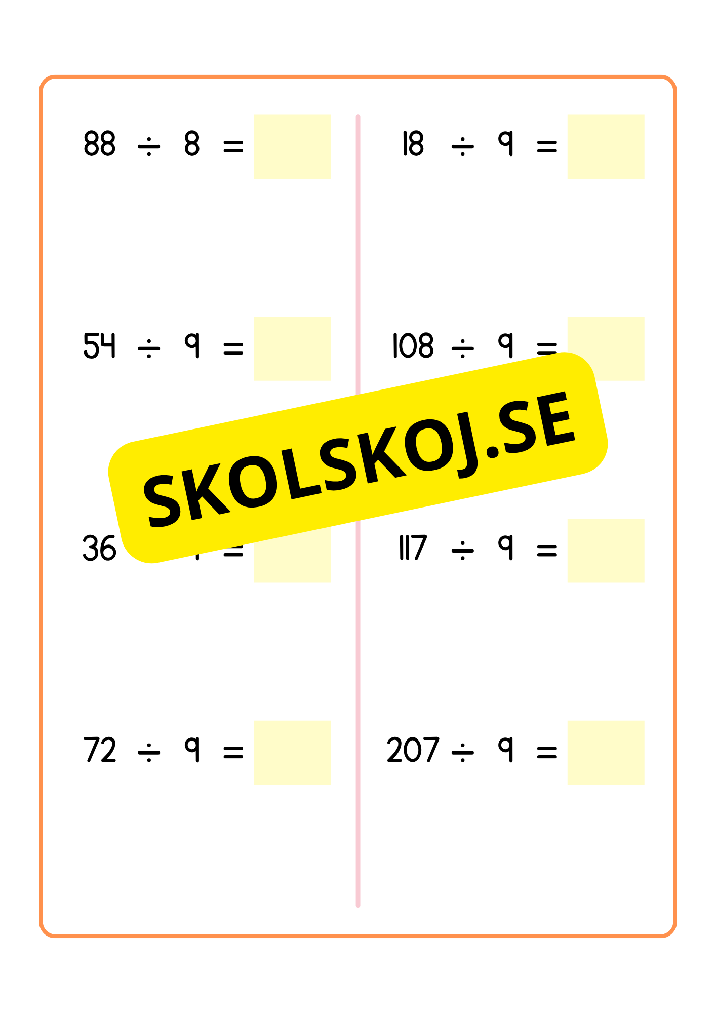 Träna på division 2 - 9