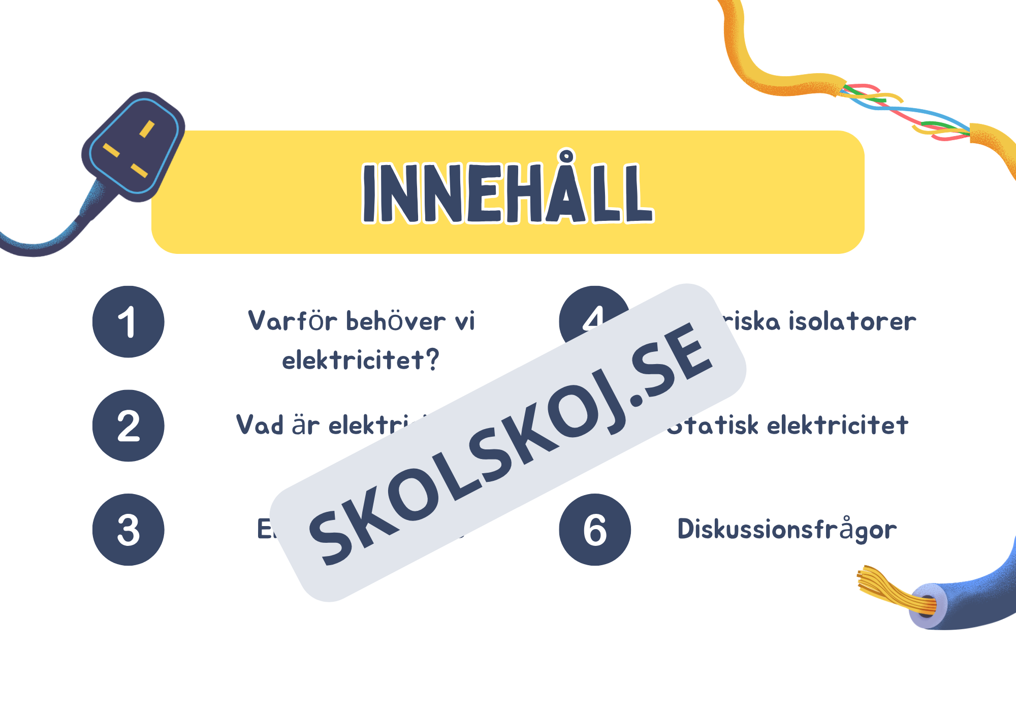 Vad är elektricitet? (Fakta + frågor) - Årskurs 4 - 6