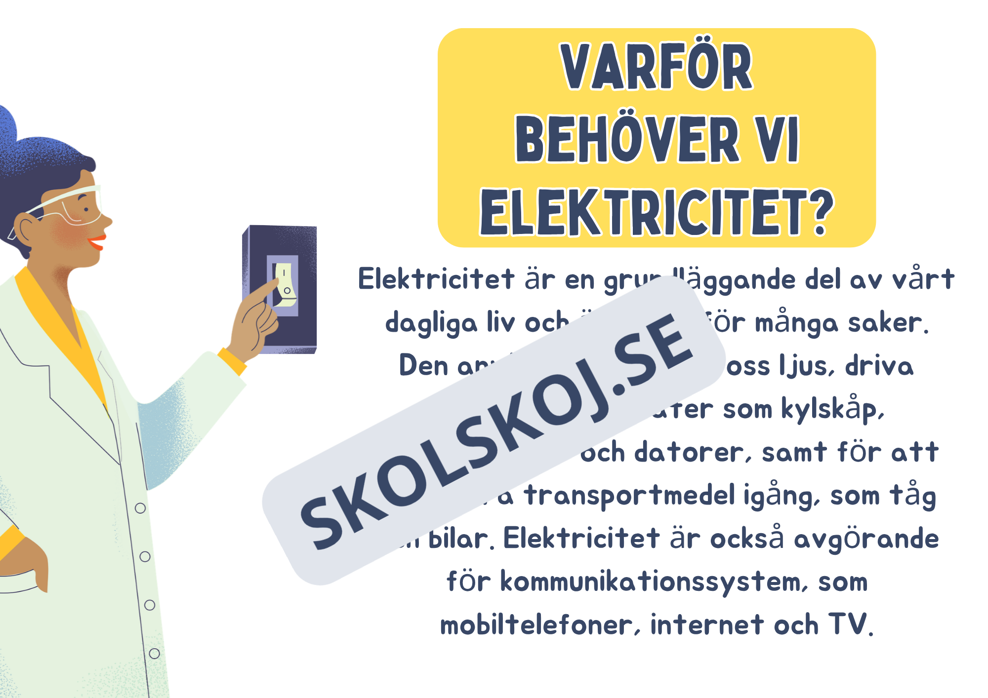 Vad är elektricitet? (Fakta + frågor) - Årskurs 4 - 6