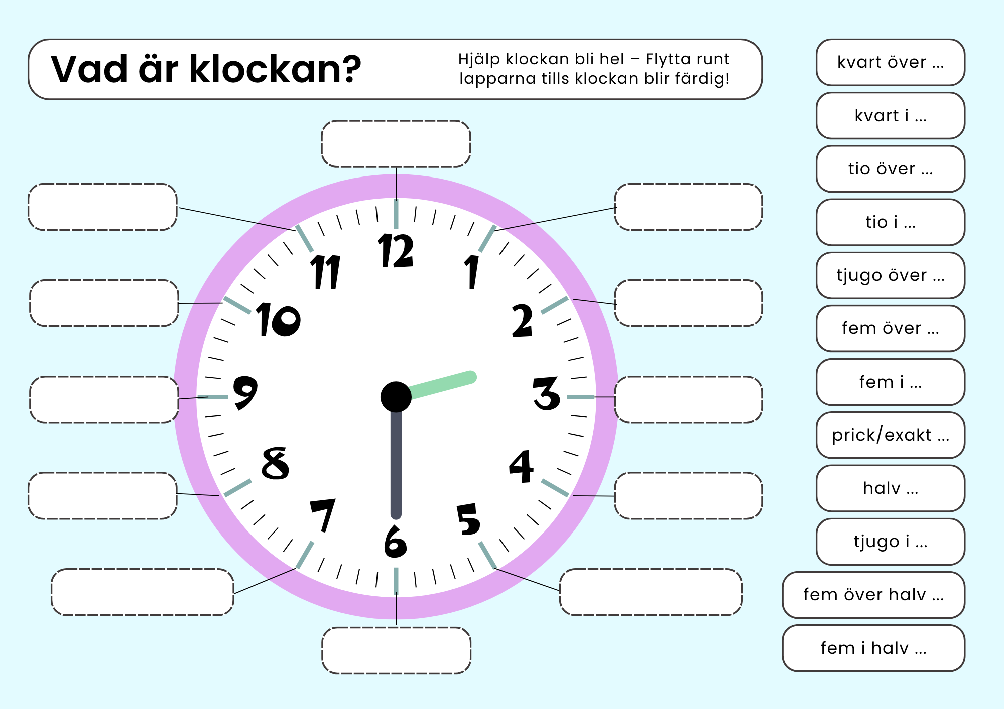 Vad är klockan? - Hjälp klockan bli hel