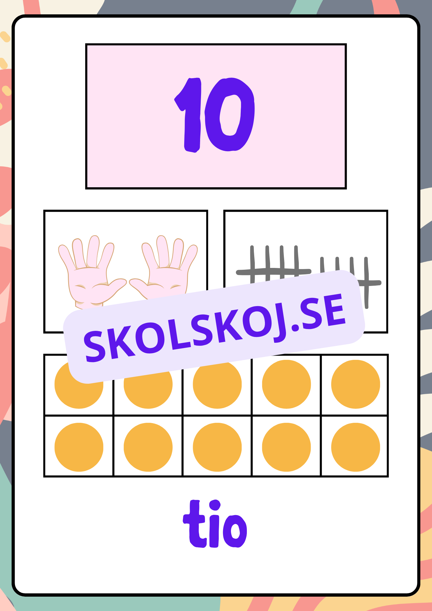 Väggkort - Siffror 1 - 10