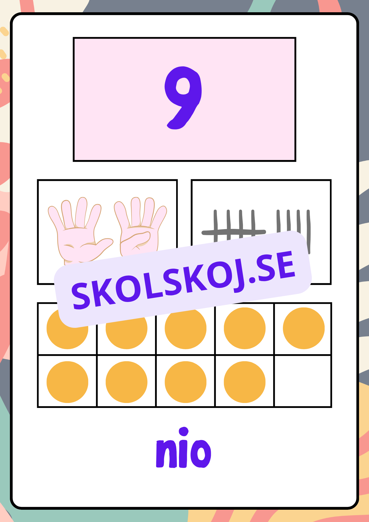 Väggkort - Siffror 1 - 10