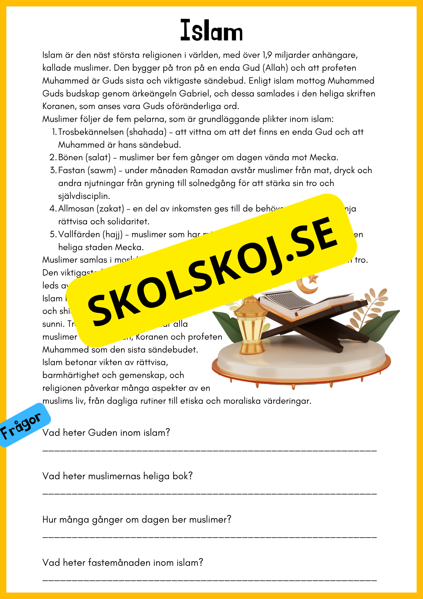 Världsreligionerna - Fakta om 9 religioner - Åk 4 - 6