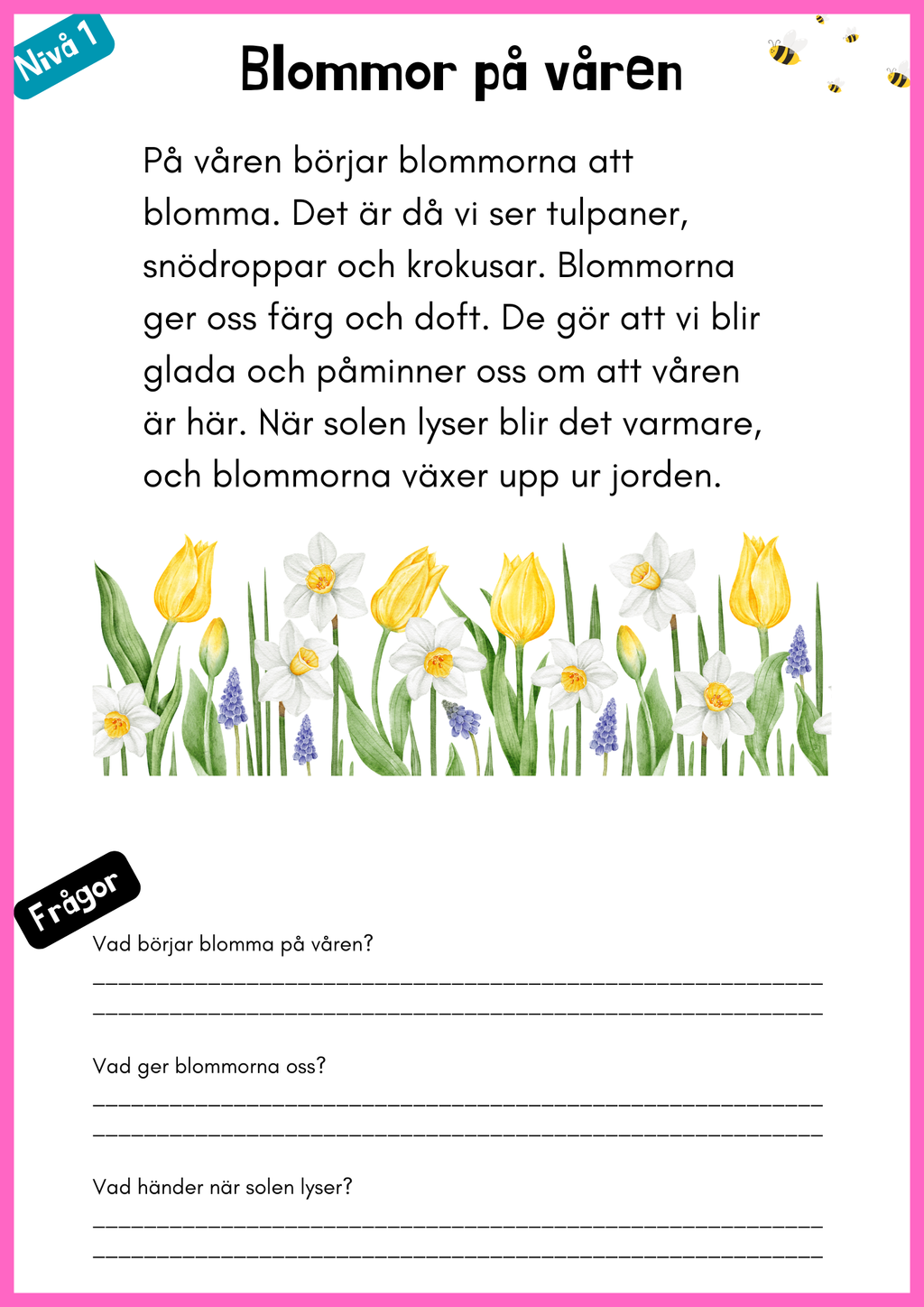 Vårtema – Läsförståelse i tre olika nivåer