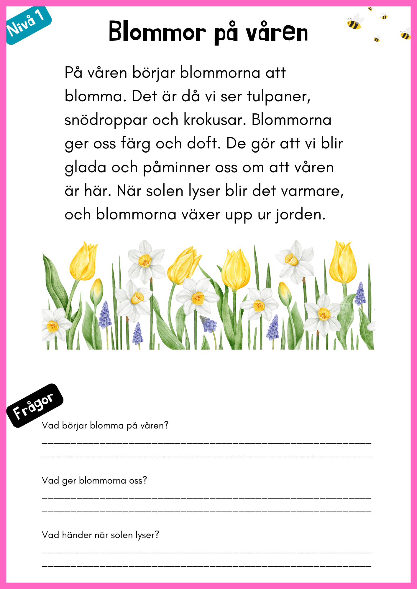 Vårtema – Läsförståelse i tre olika nivåer