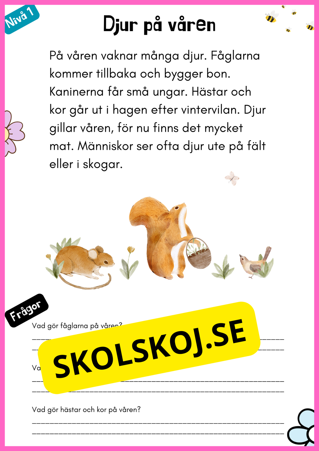 Vårtema – Läsförståelse i tre olika nivåer