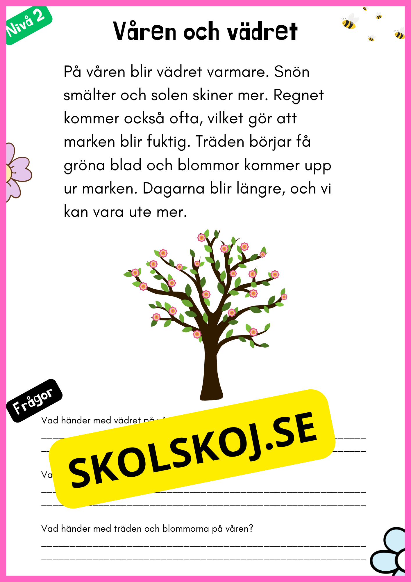 Vårtema – Läsförståelse i tre olika nivåer
