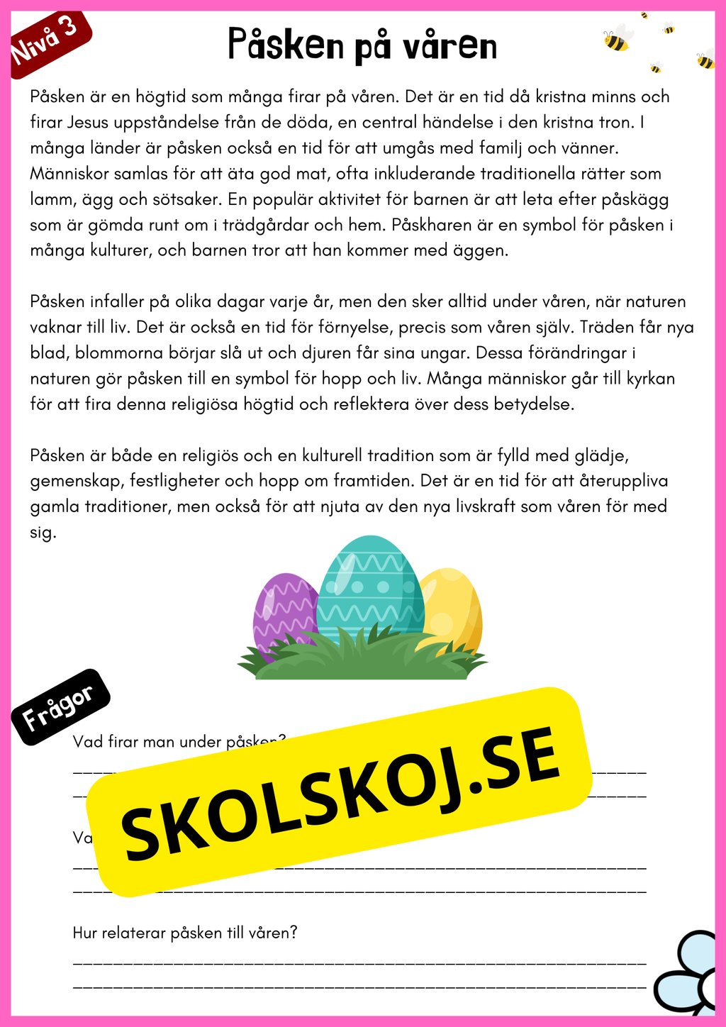 Vårtema – Läsförståelse i tre olika nivåer