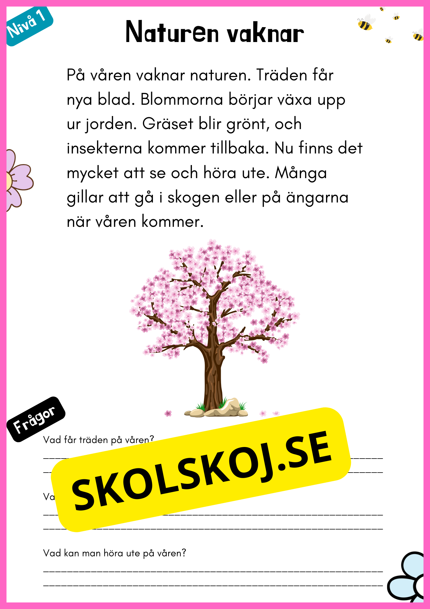 Vårtema – Läsförståelse i tre olika nivåer