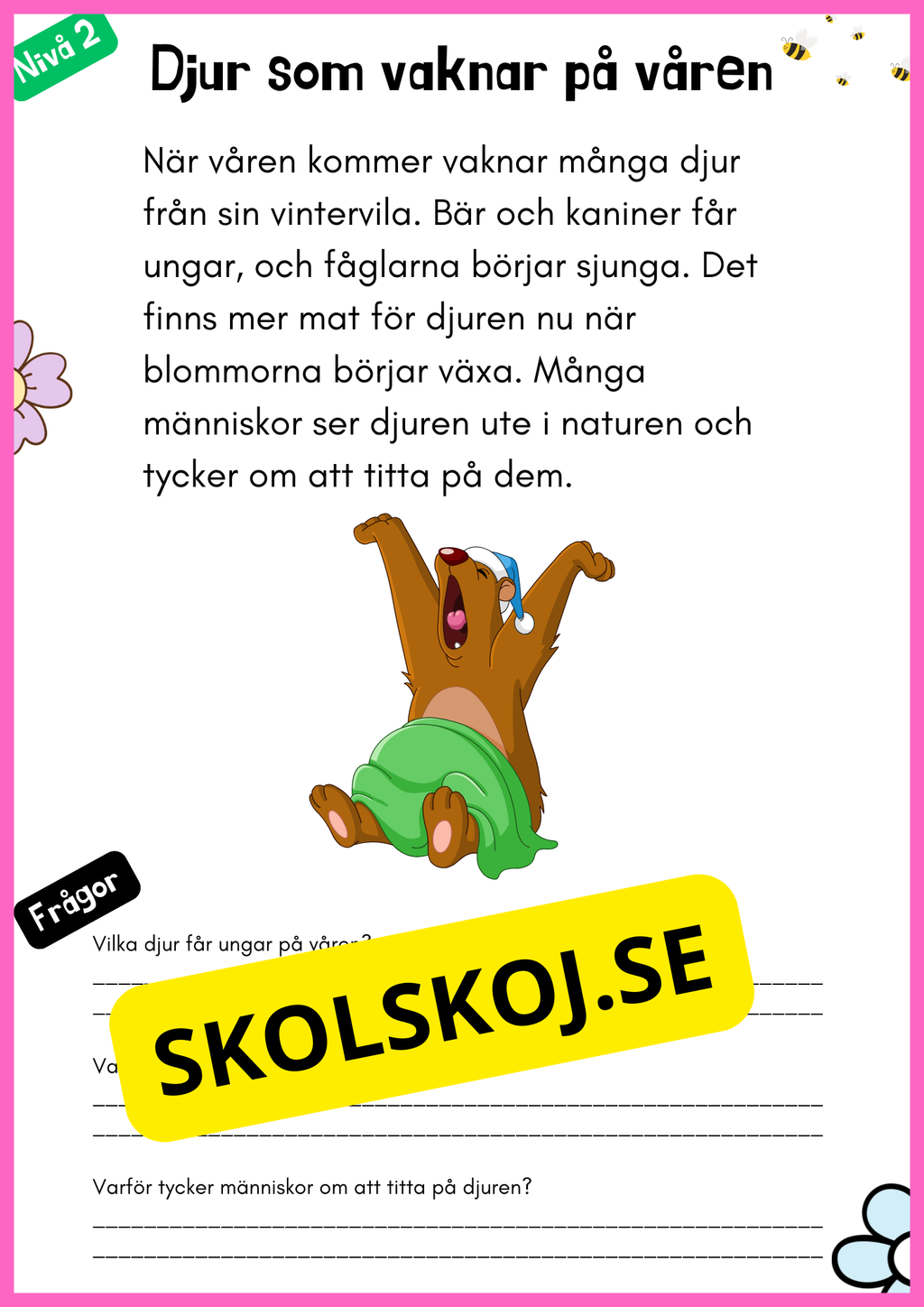 Vårtema – Läsförståelse i tre olika nivåer