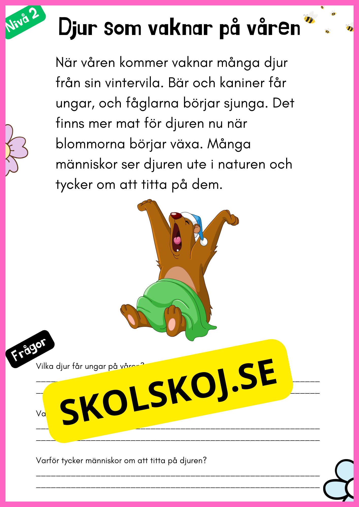 Vårtema – Läsförståelse i tre olika nivåer
