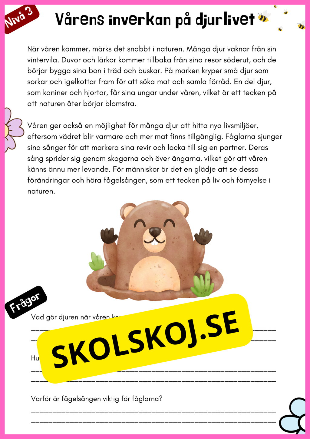 Vårtema – Läsförståelse i tre olika nivåer