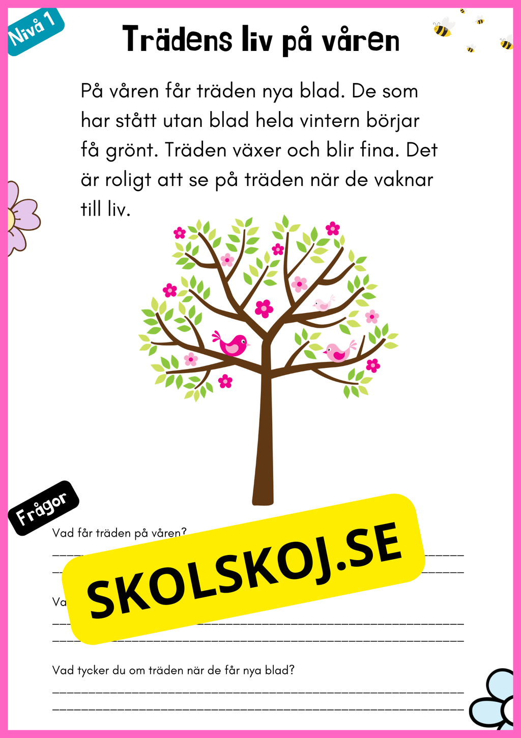 Vårtema – Läsförståelse i tre olika nivåer