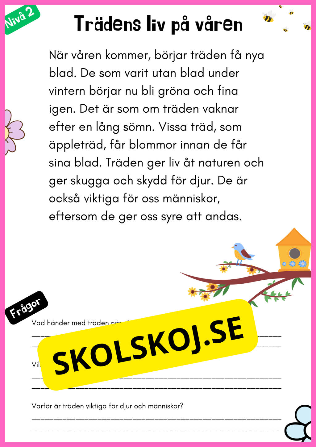 Vårtema – Läsförståelse i tre olika nivåer