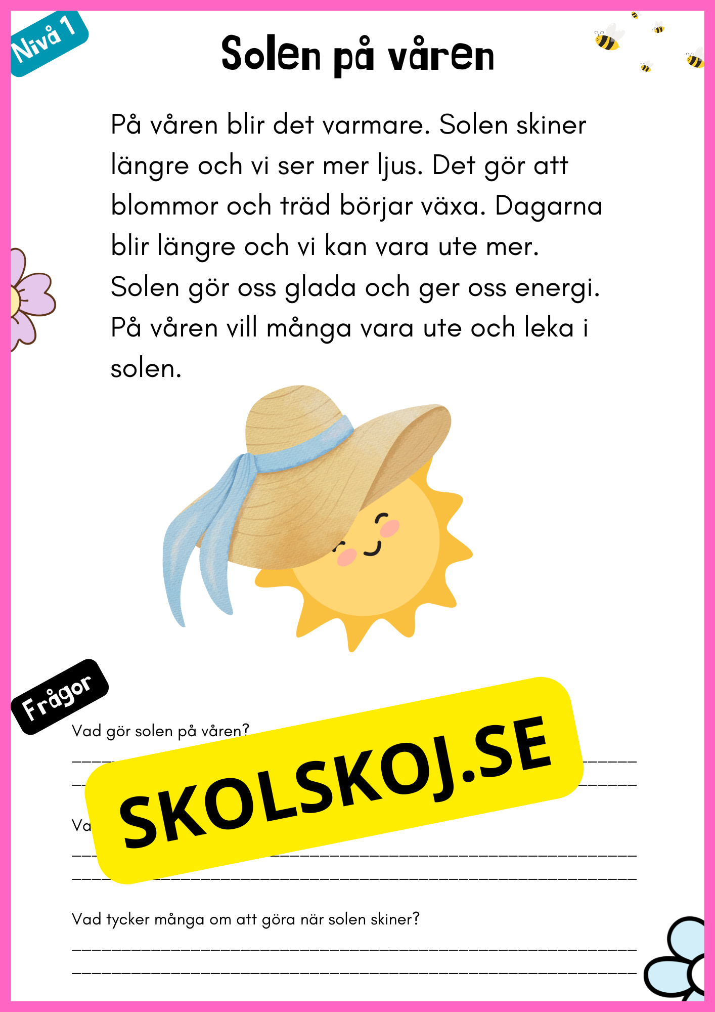 Vårtema – Läsförståelse i tre olika nivåer