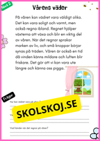 Vårtema – Läsförståelse i tre olika nivåer