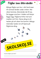 Vårtema – Läsförståelse i tre olika nivåer