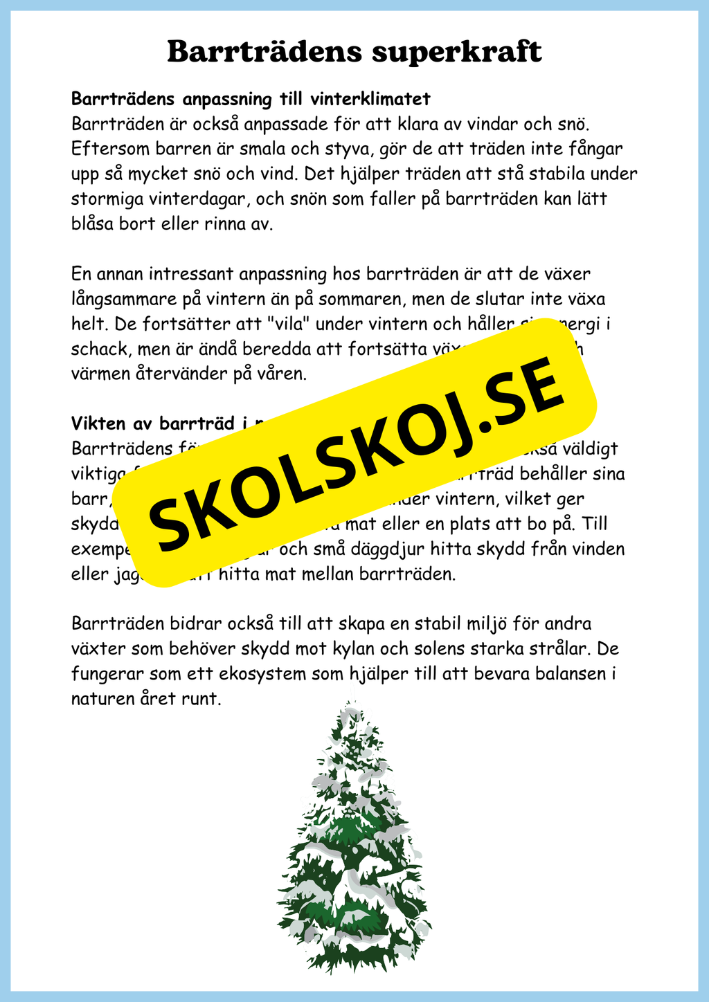 Växterna på vintern - Årskurs 4 - 6
