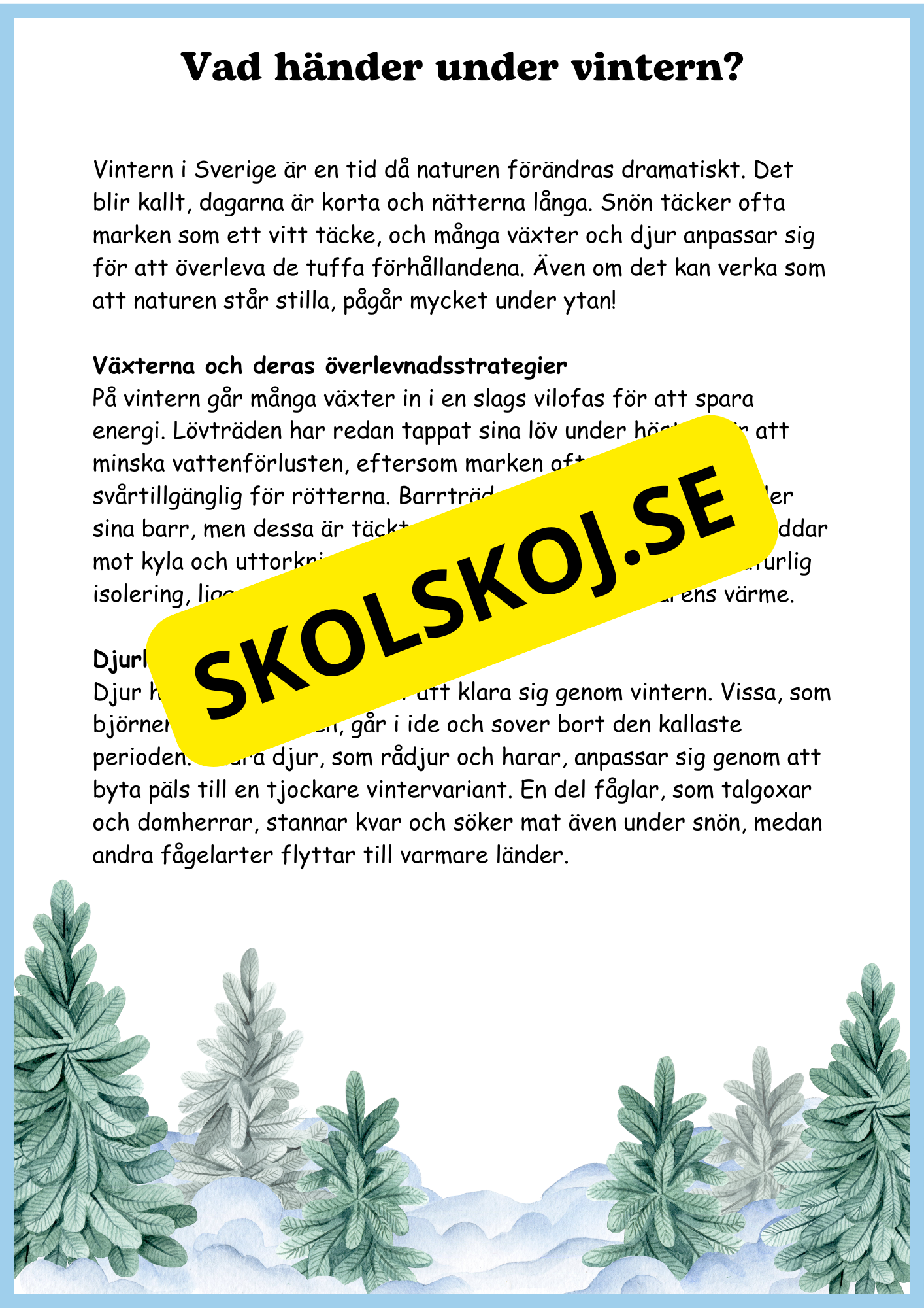 Växterna på vintern - Årskurs 4 - 6