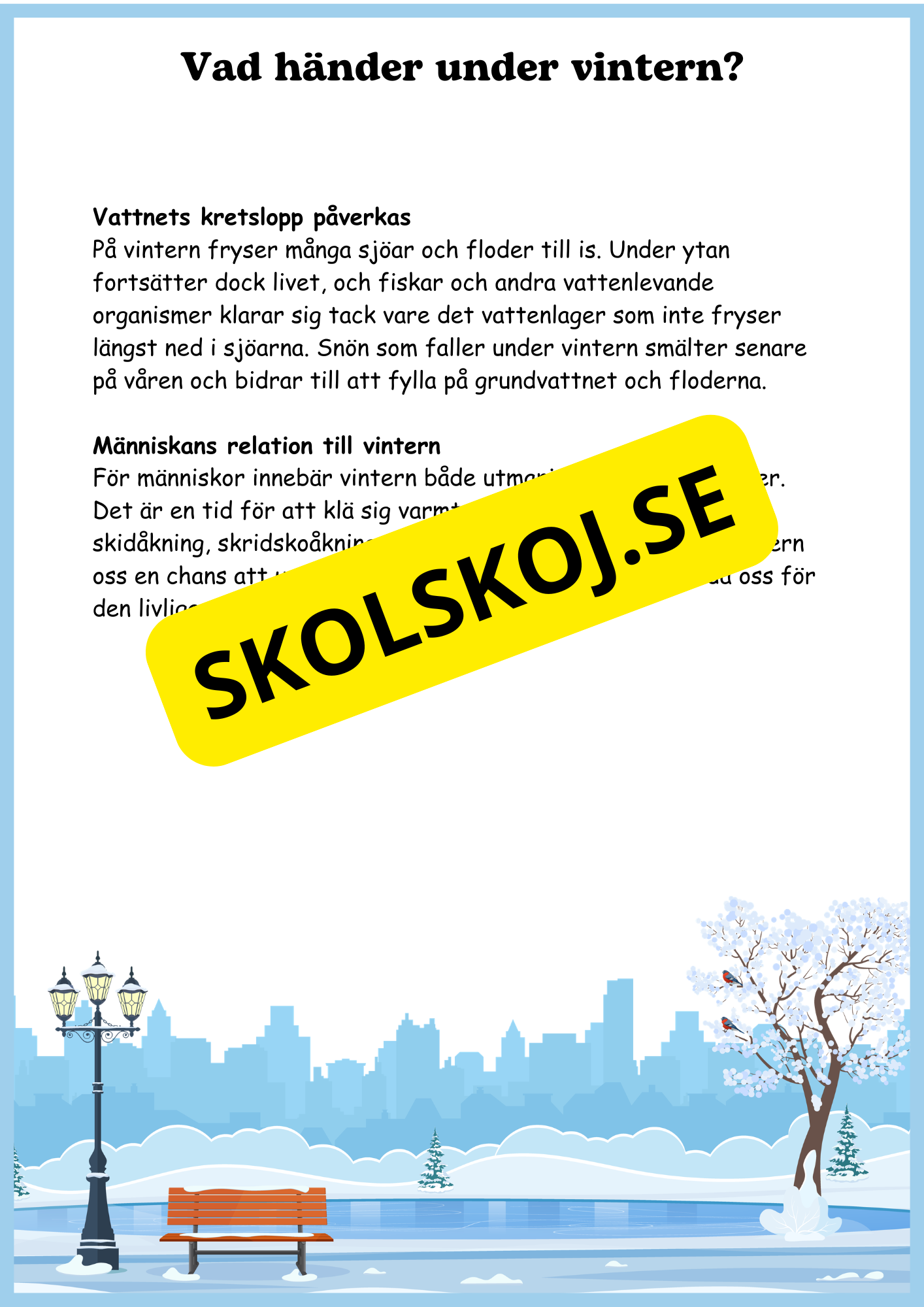 Växterna på vintern - Årskurs 4 - 6