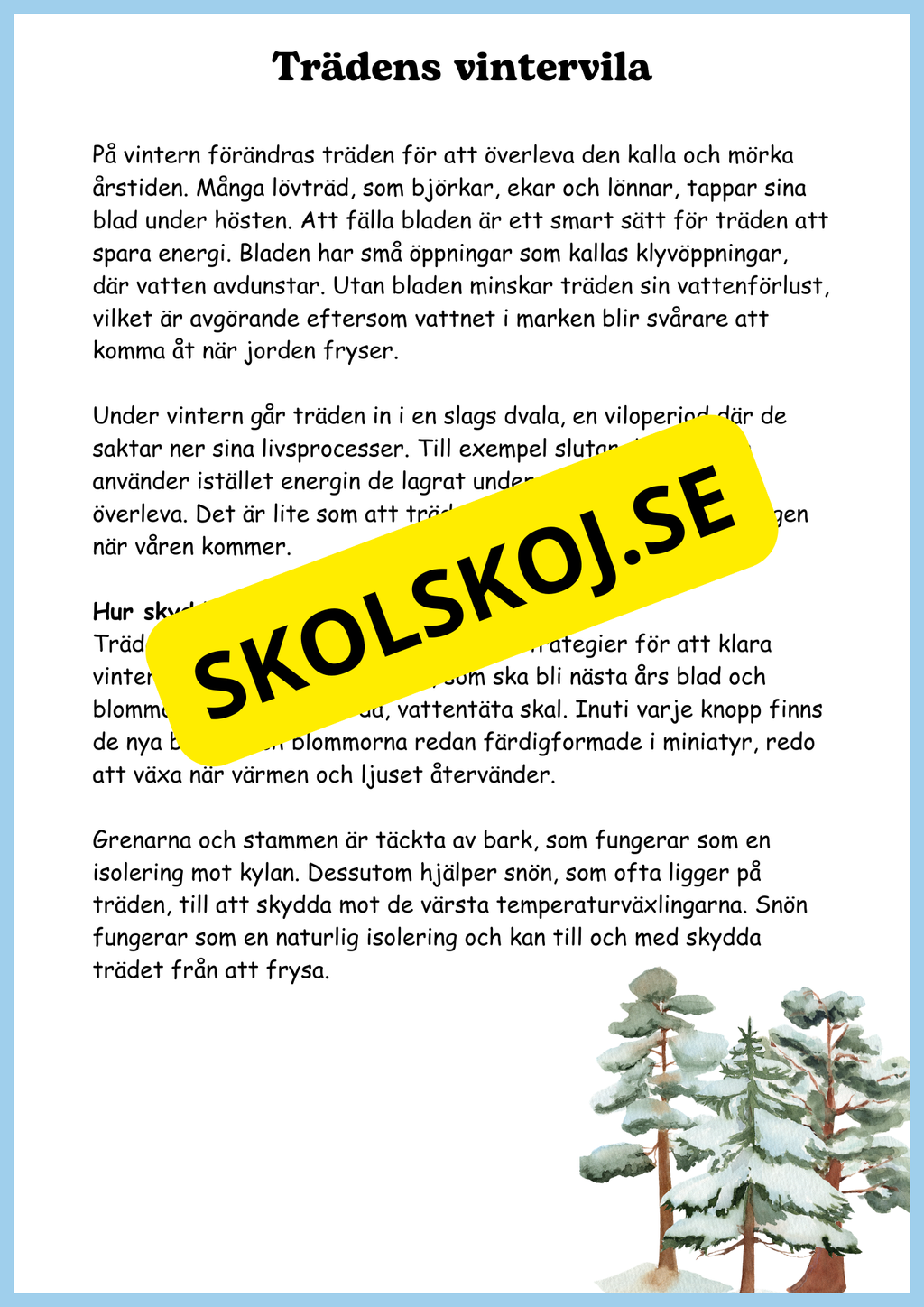 Växterna på vintern - Årskurs 4 - 6