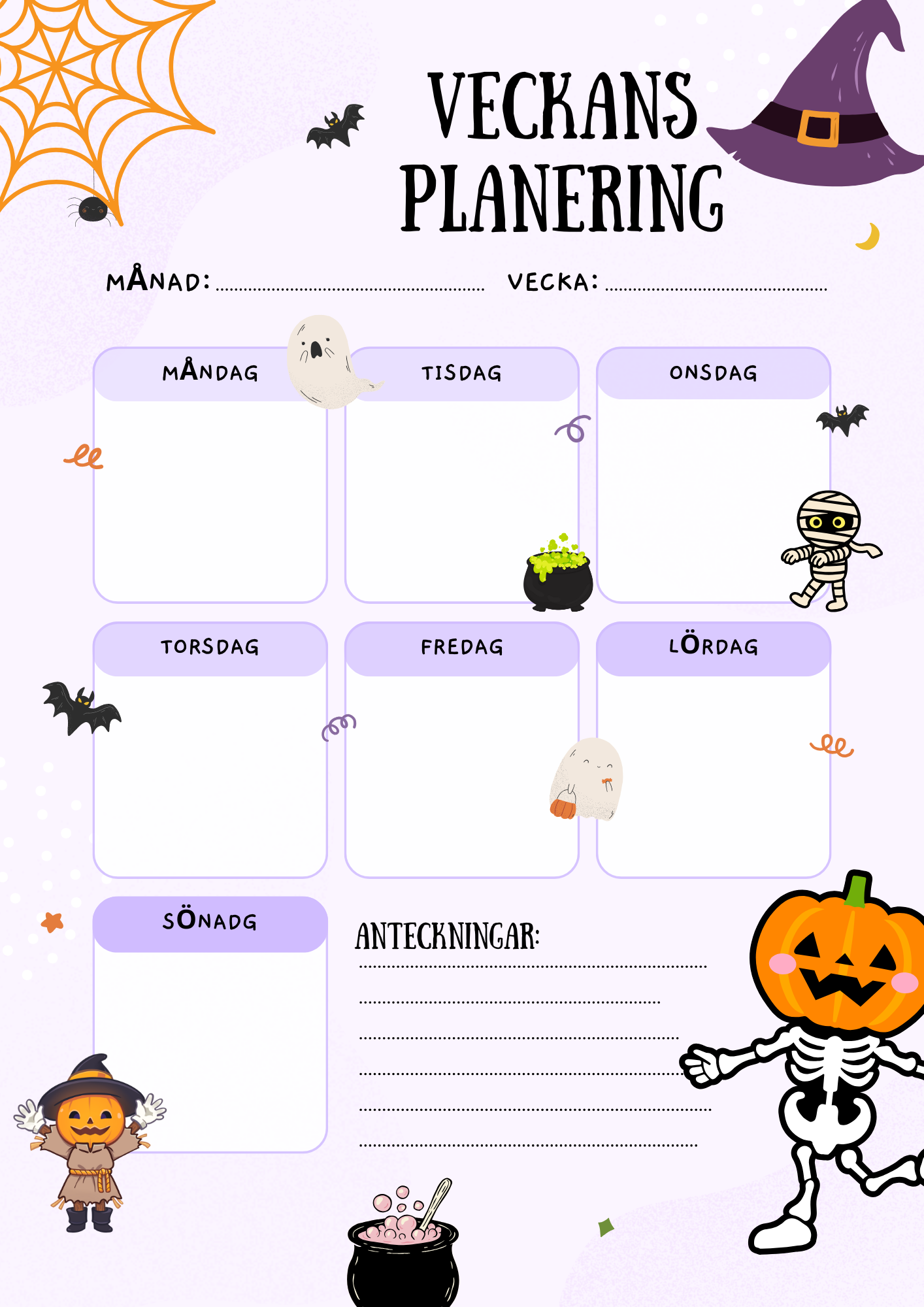 Veckans planering - Halloween-tema