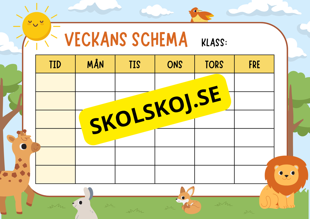 Veckans schema - Mall (4 st)