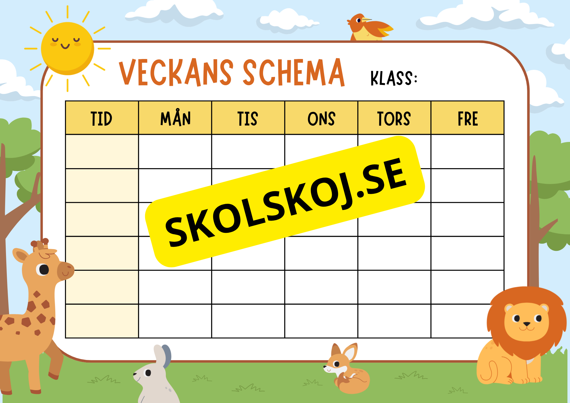 Veckans schema - Mall (4 st)