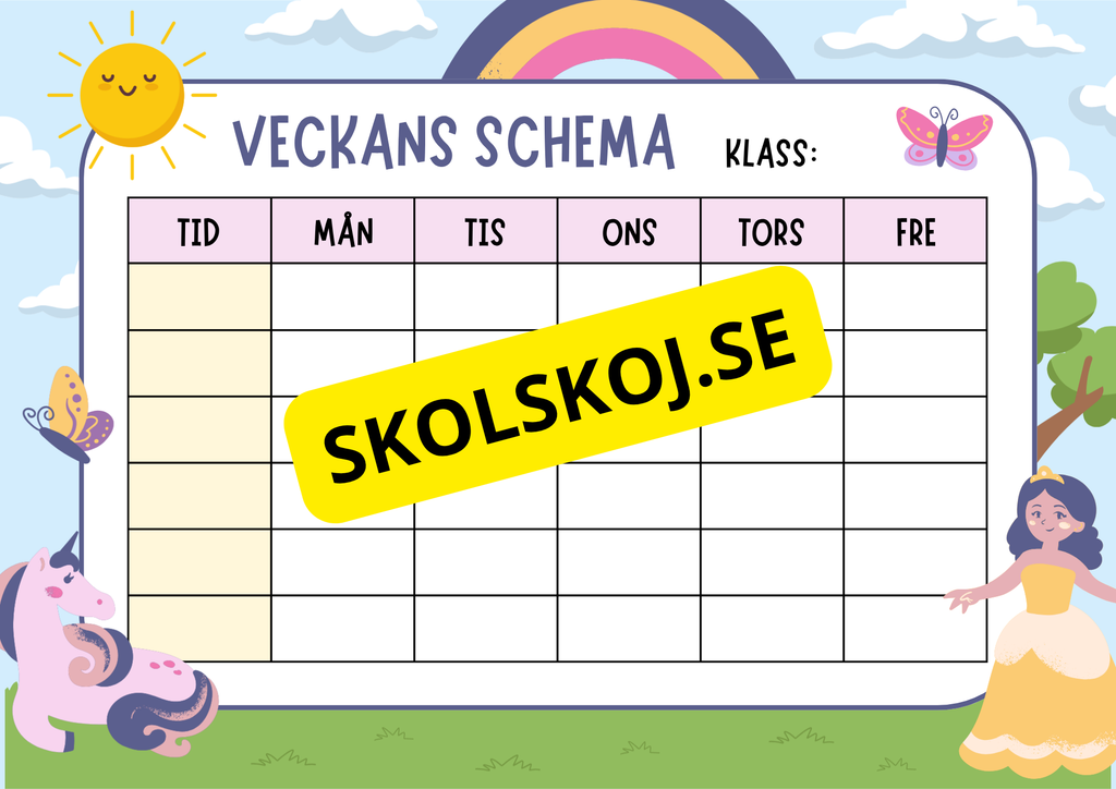 Veckans schema - Mall (4 st)