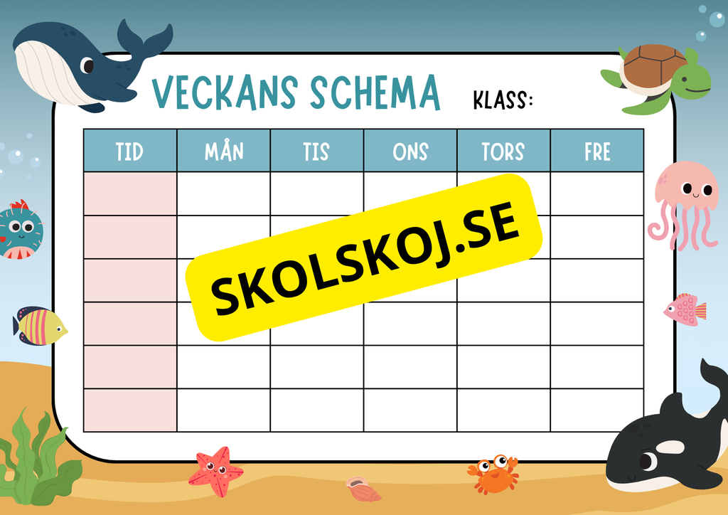 Veckans schema - Mall (4 st)